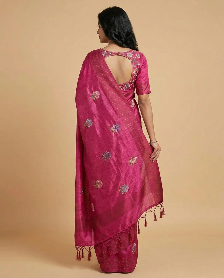 Tussar Linen Designer Saree - Rangoli India