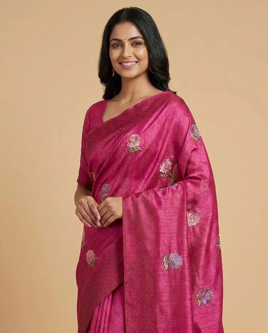 Tussar Linen Designer Saree - Rangoli India