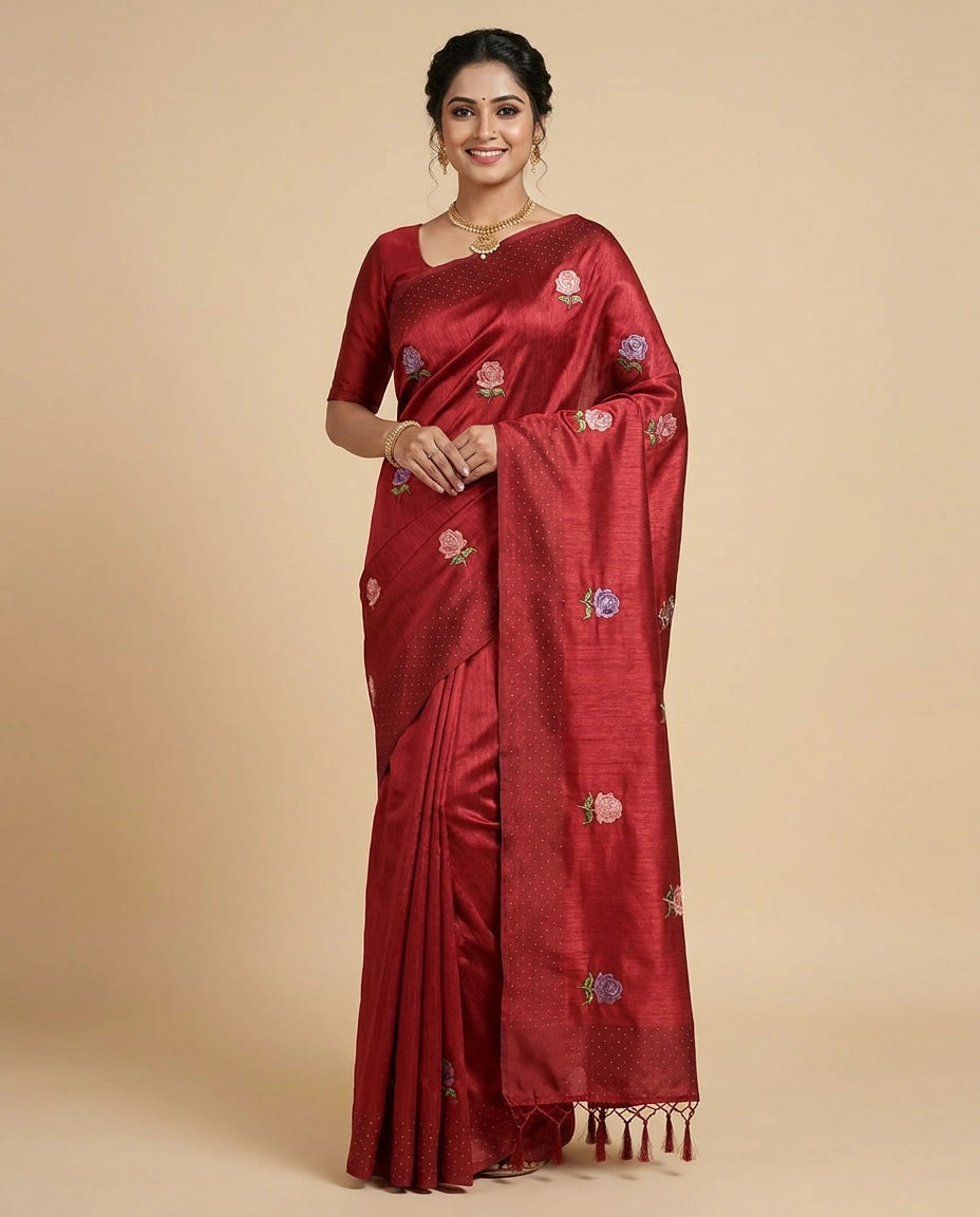 Tussar Linen Designer Saree - Rangoli India