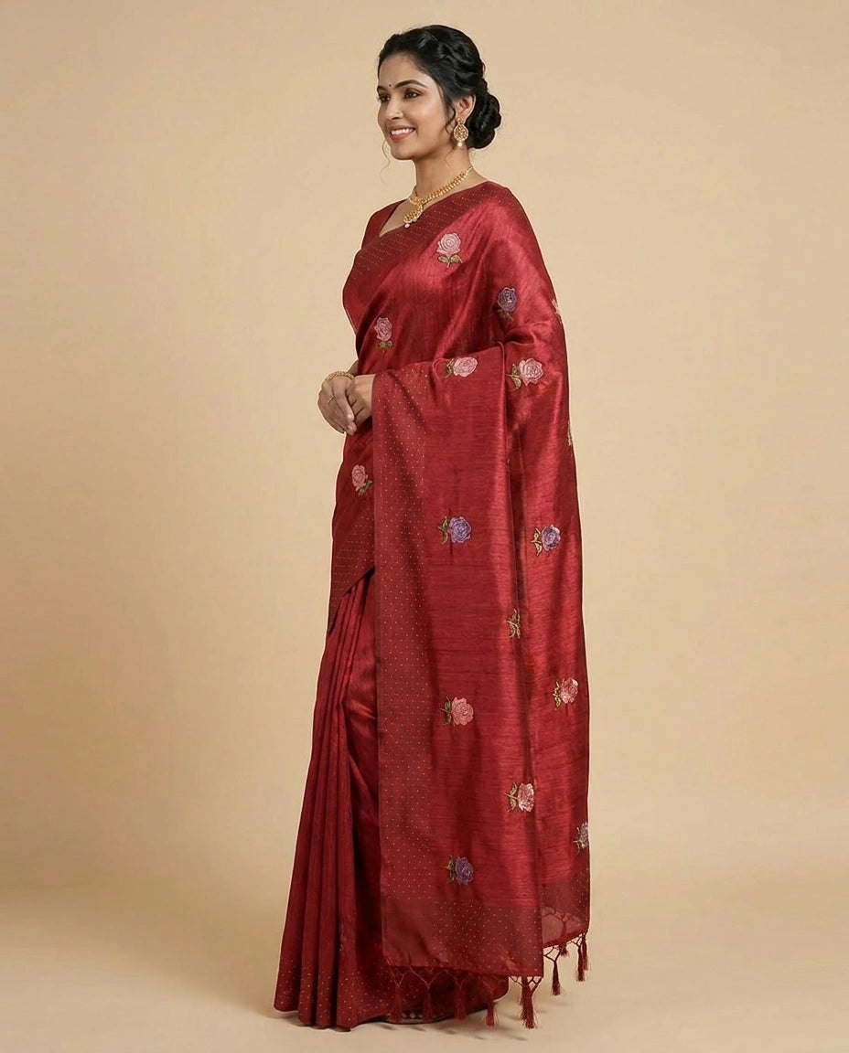 Tussar Linen Designer Saree - Rangoli India