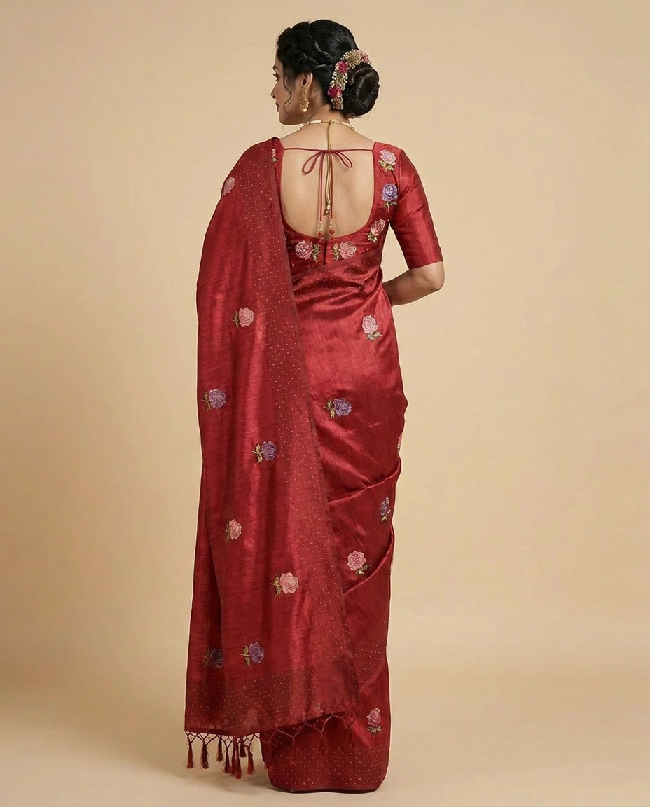 Tussar Linen Designer Saree - Rangoli India