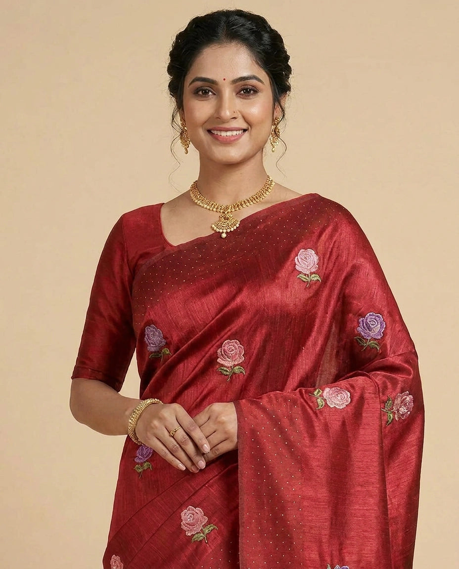 Tussar Linen Designer Saree - Rangoli India