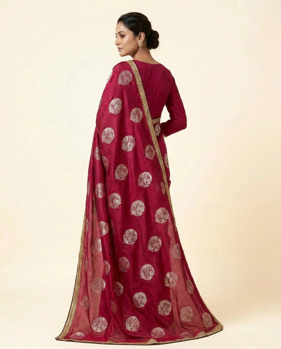 Multi-Color Satin Embroidered Saree for Festive Wear