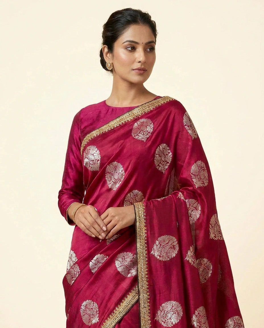 Multi-Color Satin Embroidered Saree for Festive Wear