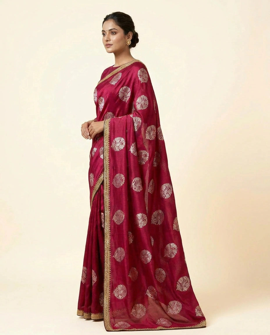 Multi-Color Satin Embroidered Saree for Festive Wear