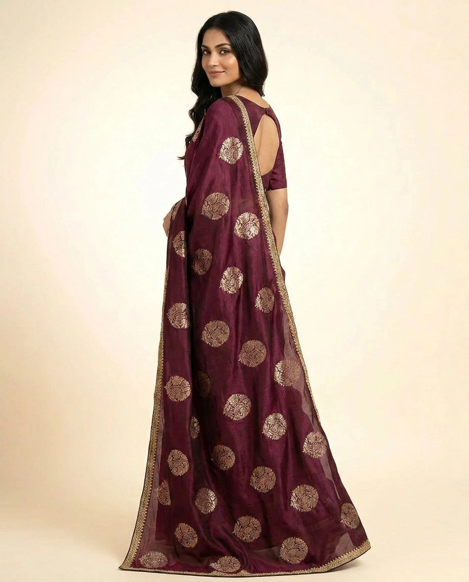 Multi-Color Satin Embroidered Saree for Festive Wear