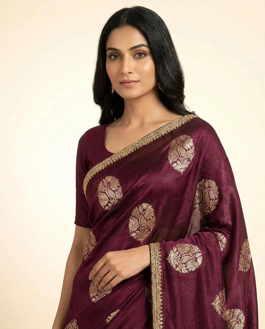 Multi-Color Satin Embroidered Saree for Festive Wear