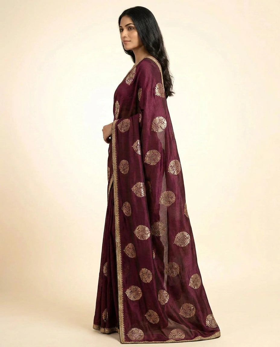 Multi-Color Satin Embroidered Saree for Festive Wear