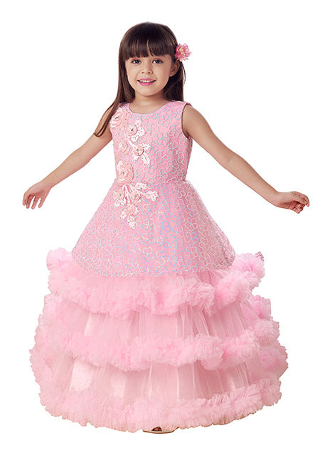 Pink Color Designer Kids Birthday Gown (0673832)