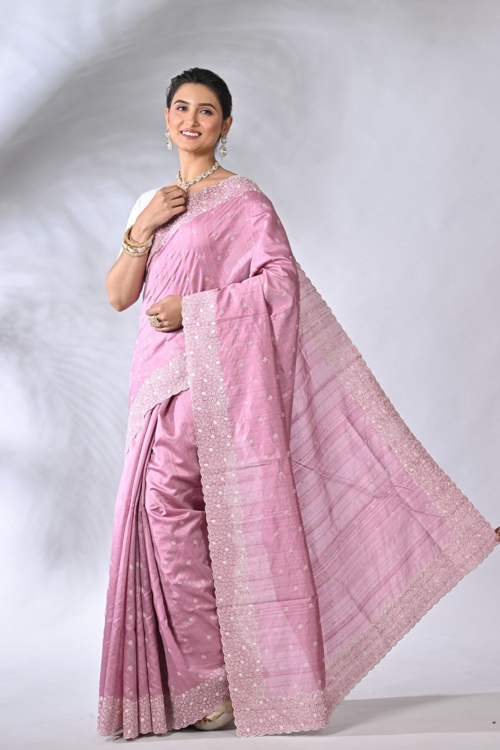 Pink Tussar Handloom Tussar Silk Saree