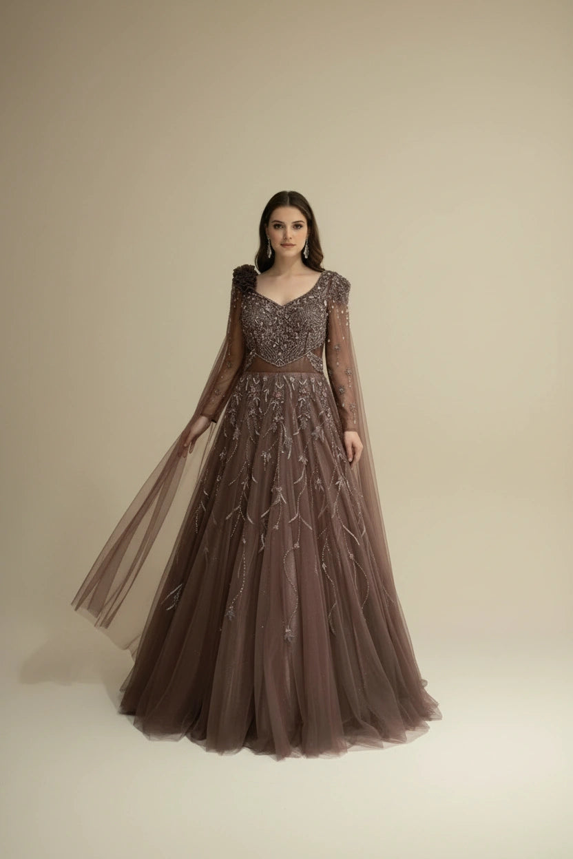 Elegant Tissue Designer Gown Suit - Rangoli Sarees