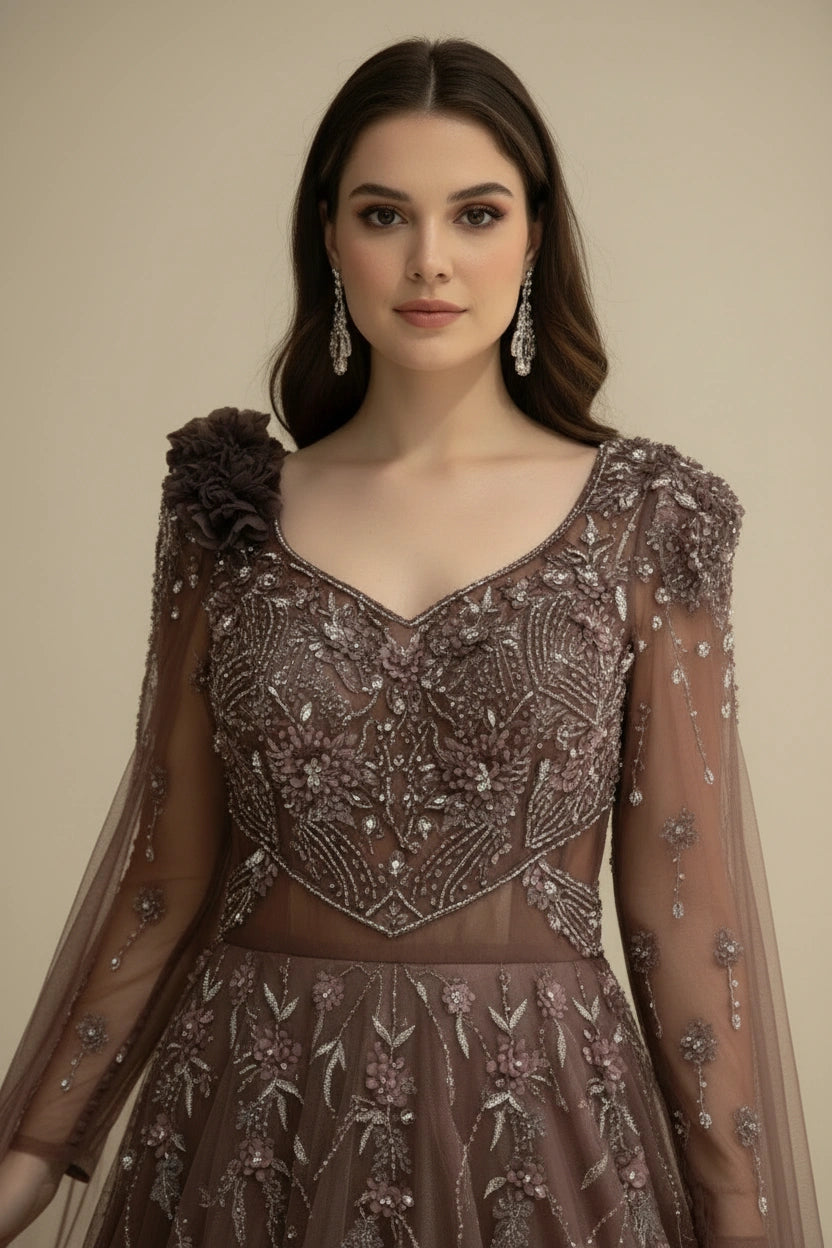 Elegant Tissue Designer Gown Suit - Rangoli Sarees