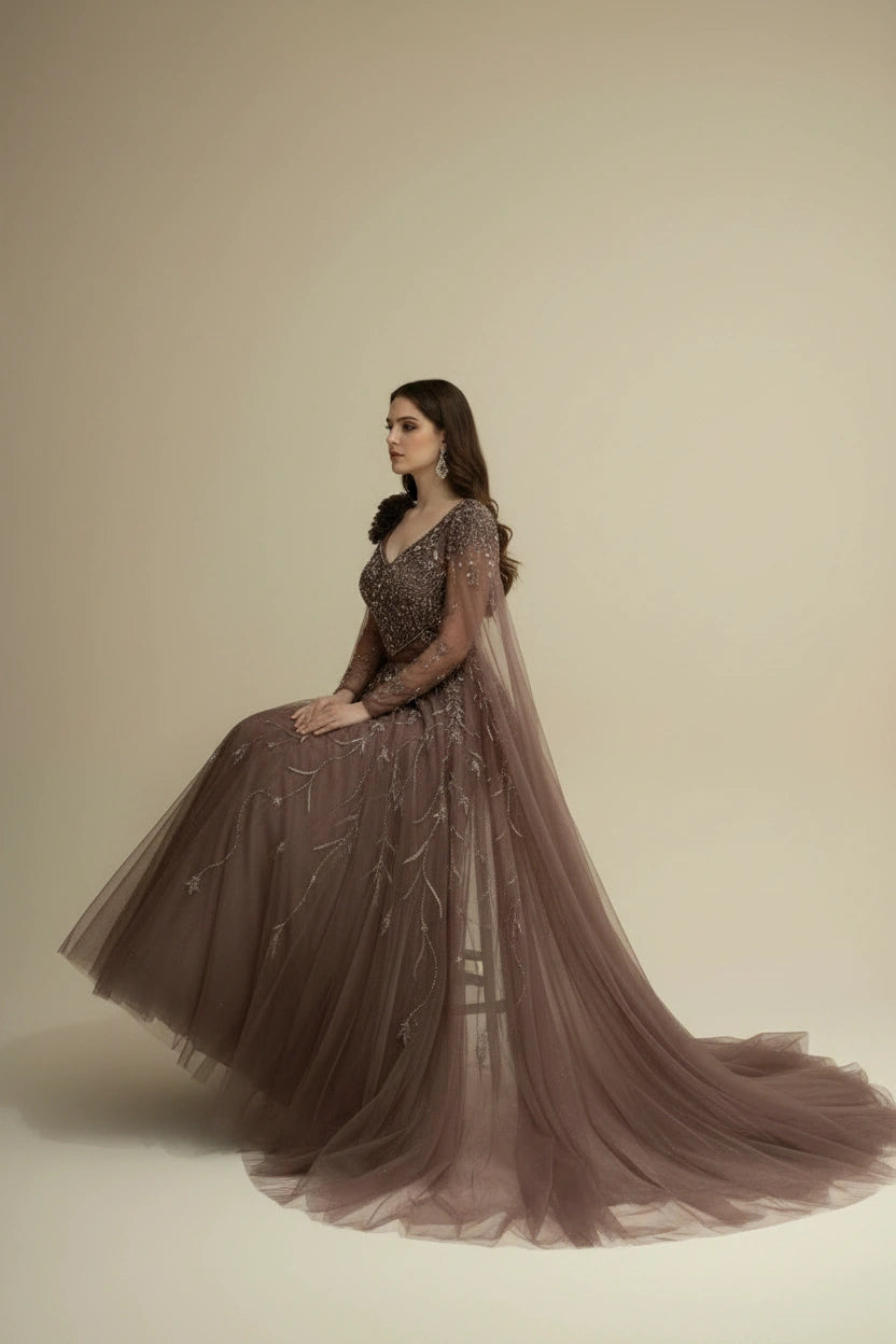 Elegant Tissue Designer Gown Suit - Rangoli Sarees