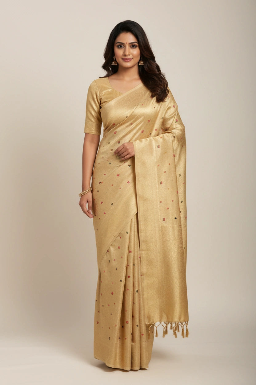 Handcrafted Pure Silk Katan Banarasi Silk Saree - Mustard | Rangoli