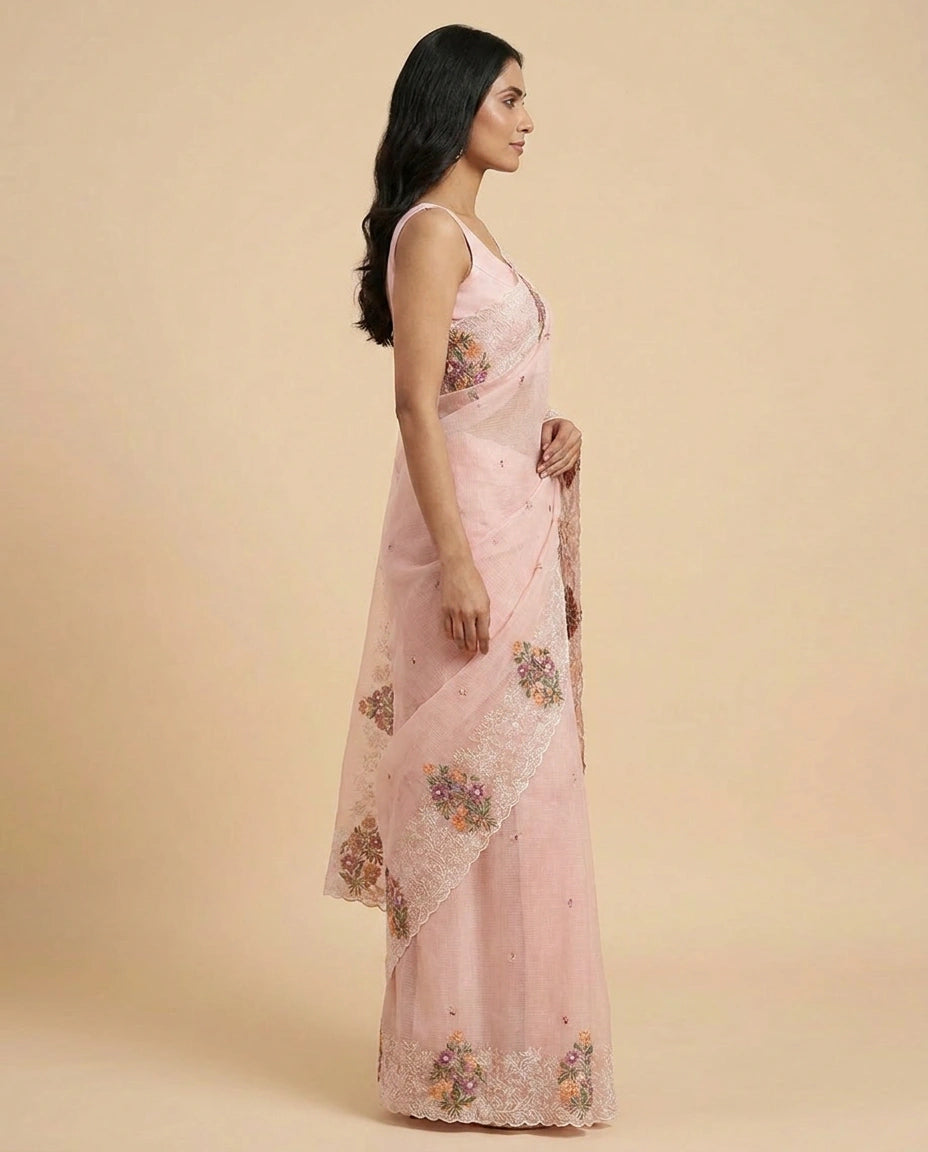 Kota Designer Saree with Hand Embroidery view 3