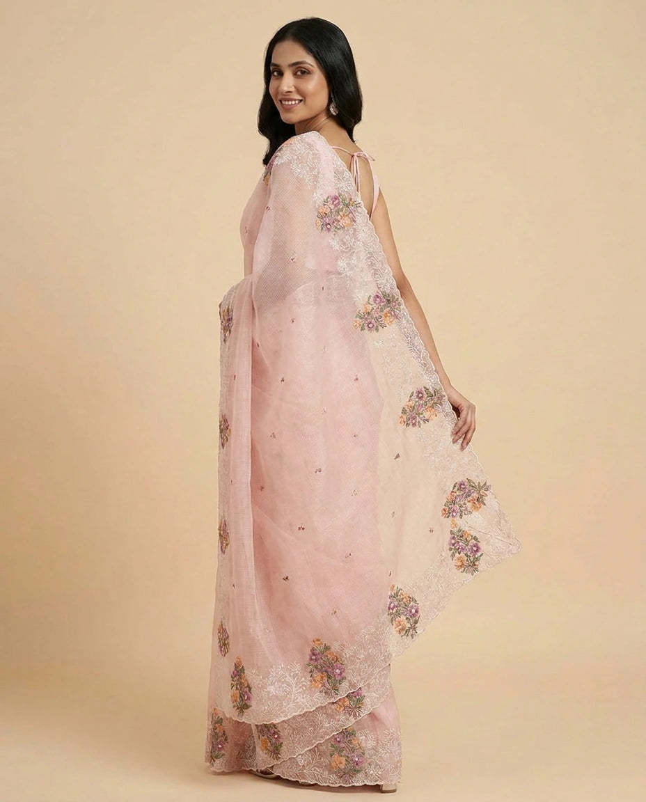 Kota Designer Saree with Hand Embroidery view 4
