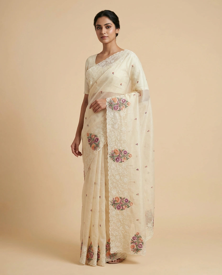 Kota Designer Saree with Hand Embroidery view 9