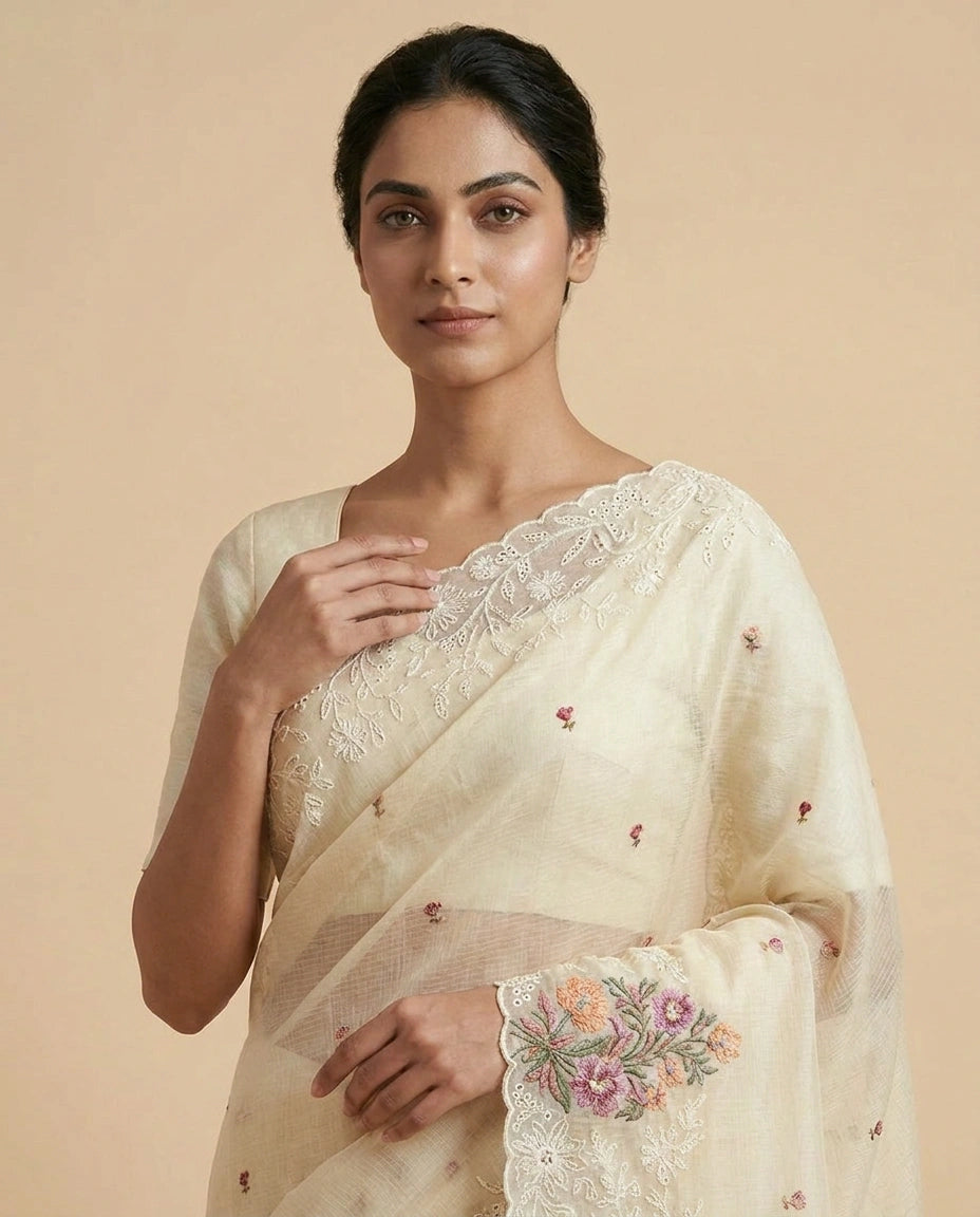 Kota Designer Saree with Hand Embroidery view 10