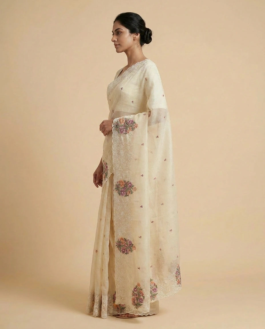 Kota Designer Saree with Hand Embroidery view 11