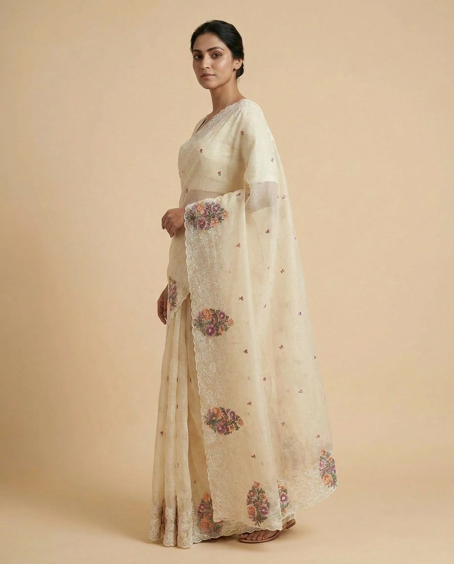 Kota Designer Saree with Hand Embroidery view 12