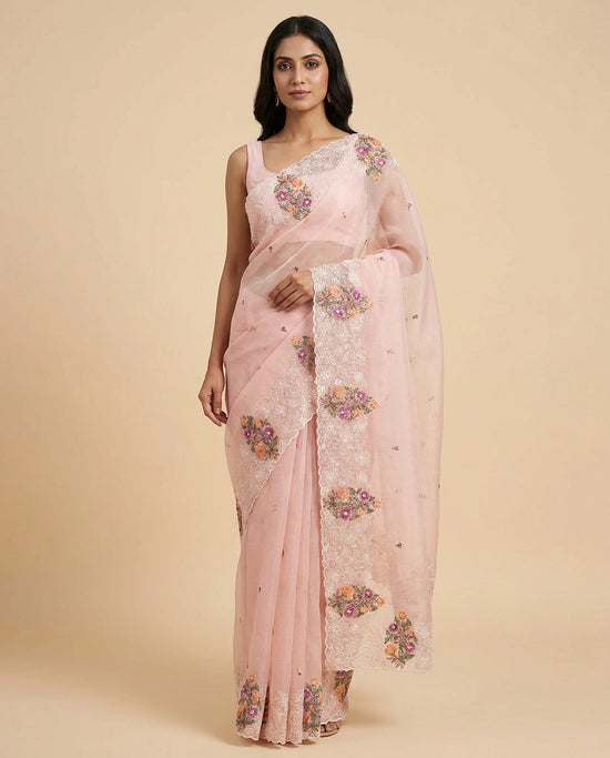 Kota Designer Saree with Hand Embroidery - Rangoli India