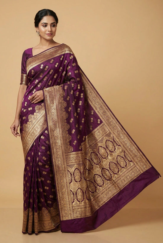 South Weave Silk Katan Saree with Temple Border