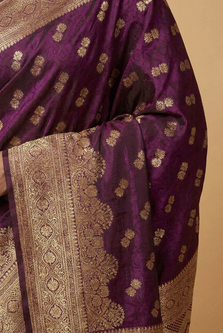 South Weave Silk Katan Saree with Temple Border