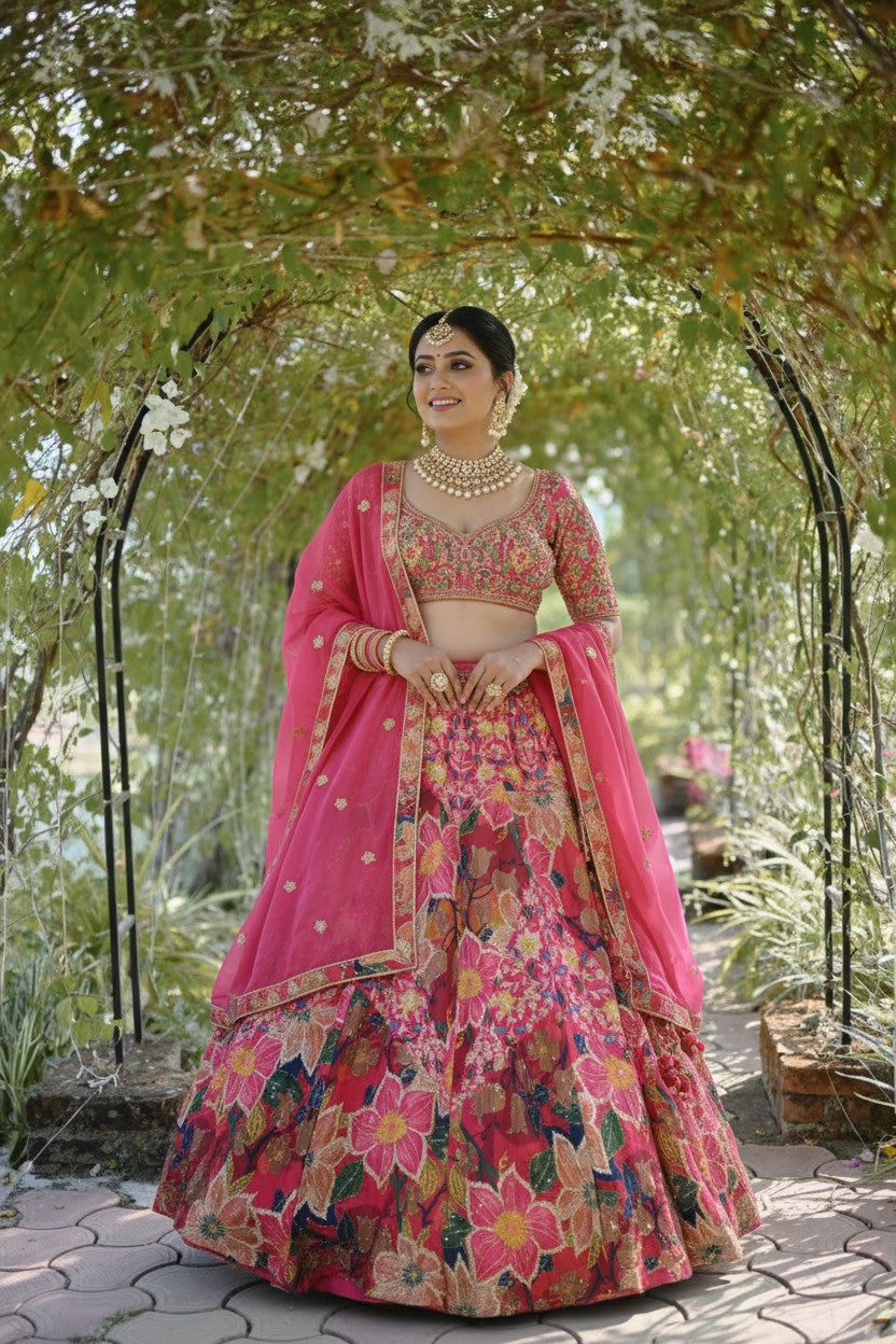 Rani Silk Katan Lehenga Set for Traditional Wedding