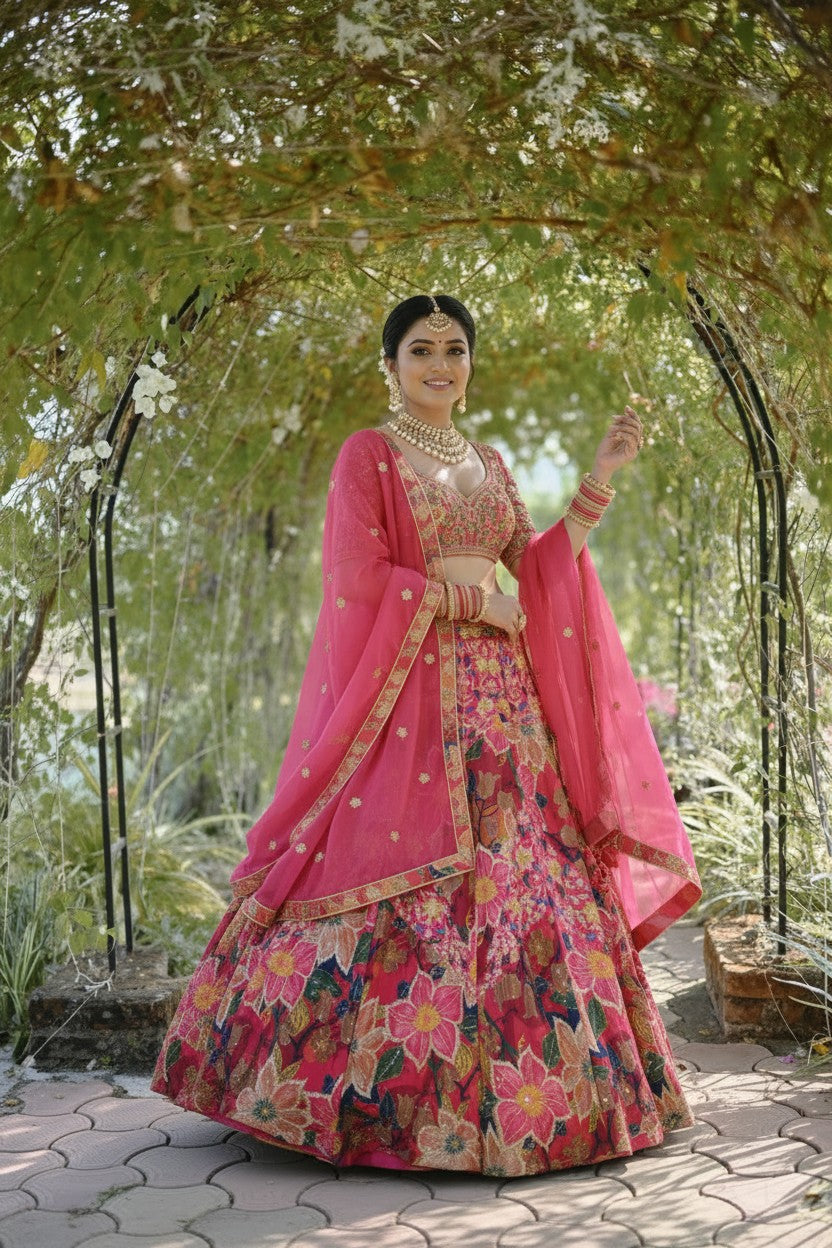 Rani Silk Katan Lehenga Set for Traditional Wedding