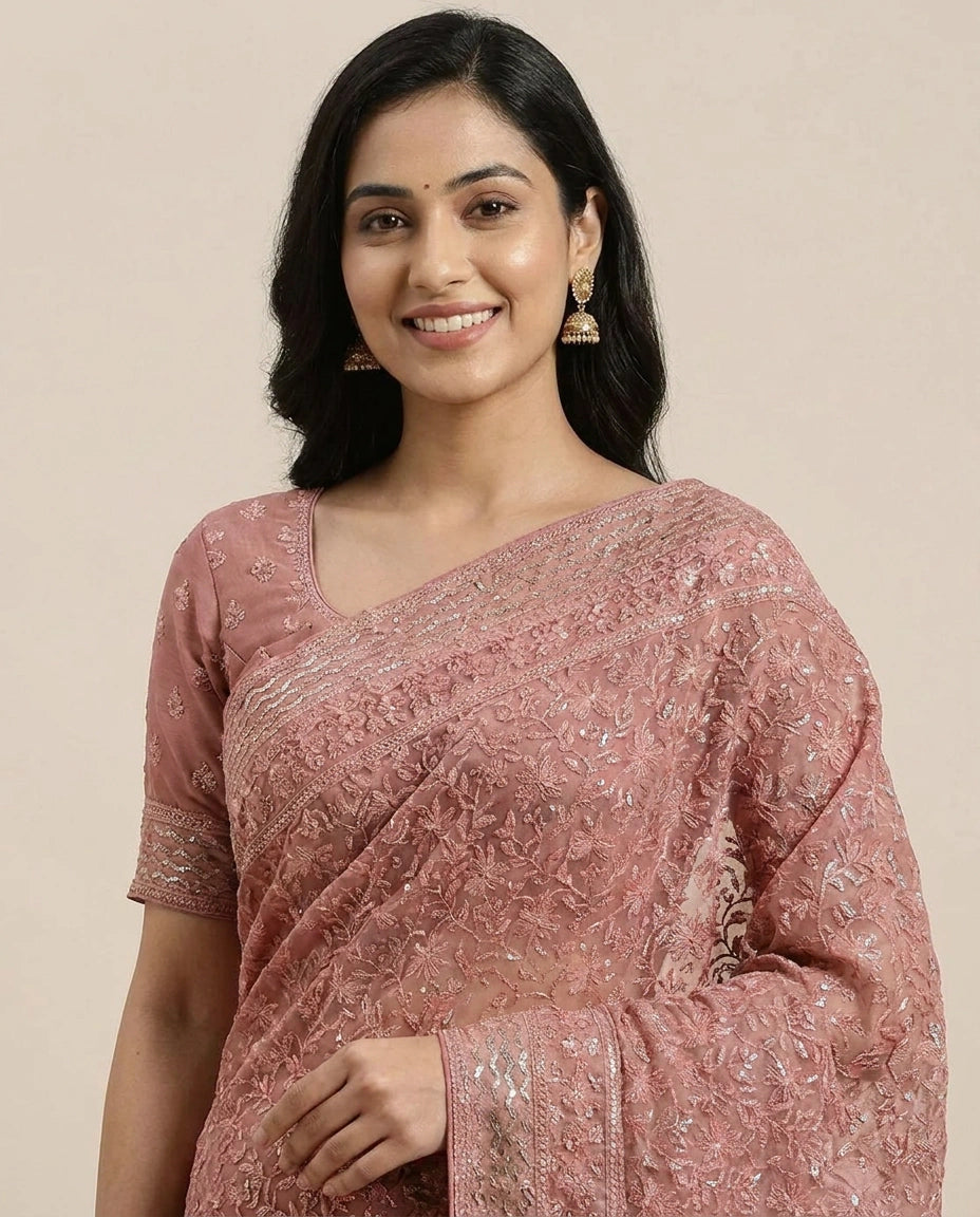 Lucknow Embroidered Saree - Rangoli India