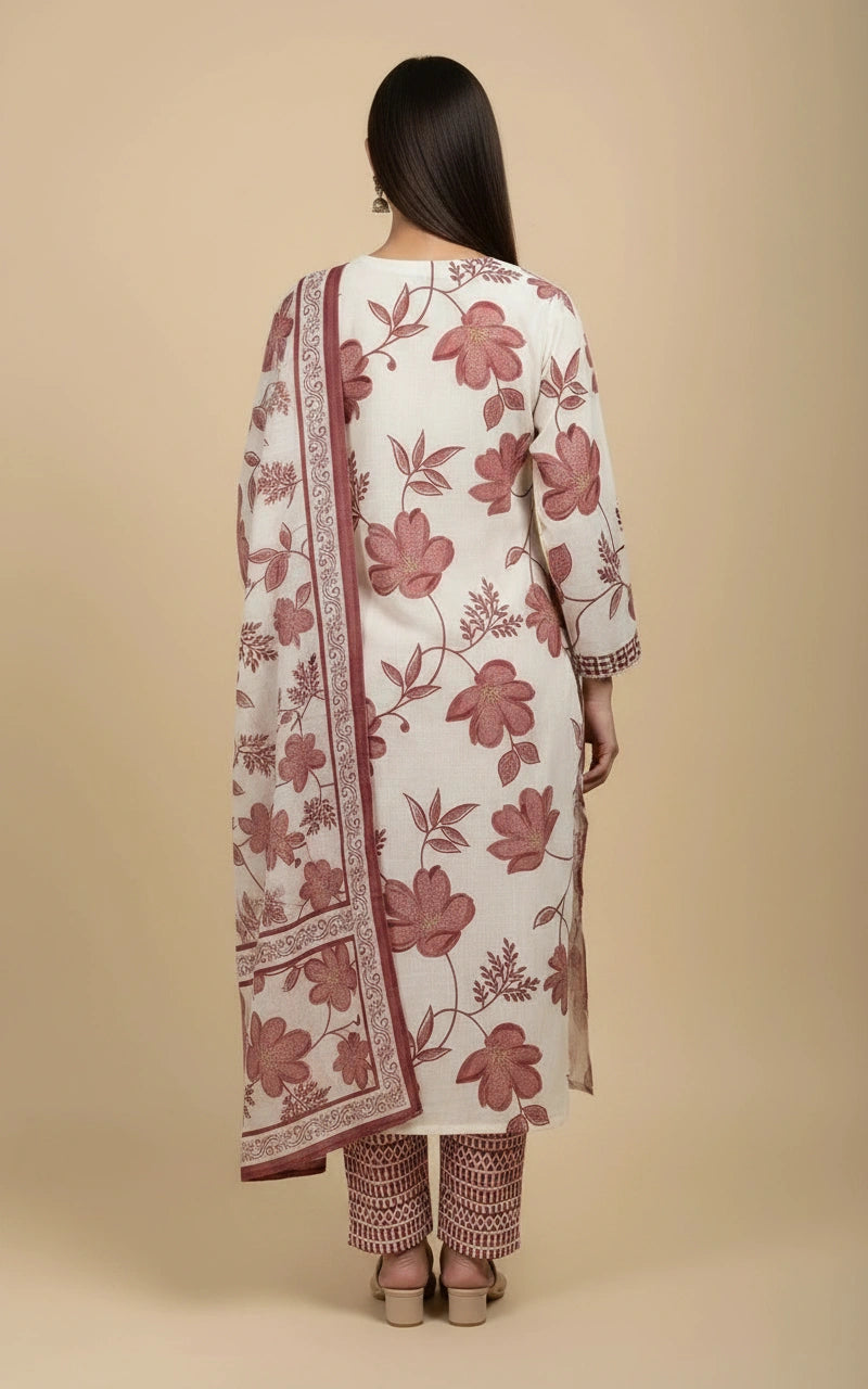 Cotton Straight Suit with Pintuck Detail by Rangoli