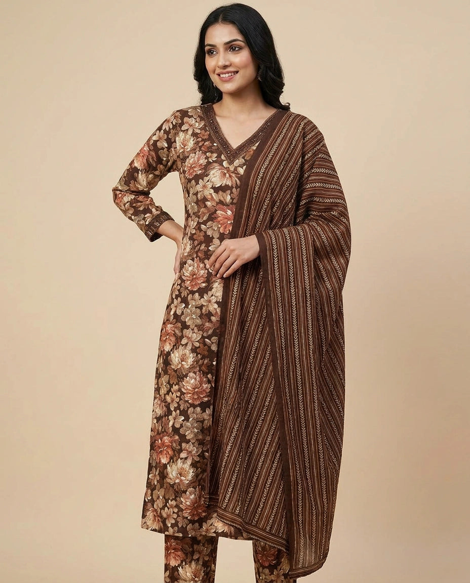 Cotton Straight Suit for Women - Daily Wear