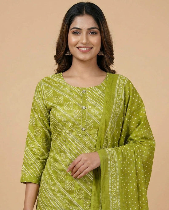 Cotton Straight Suit with Quilted Print - Rangoli India