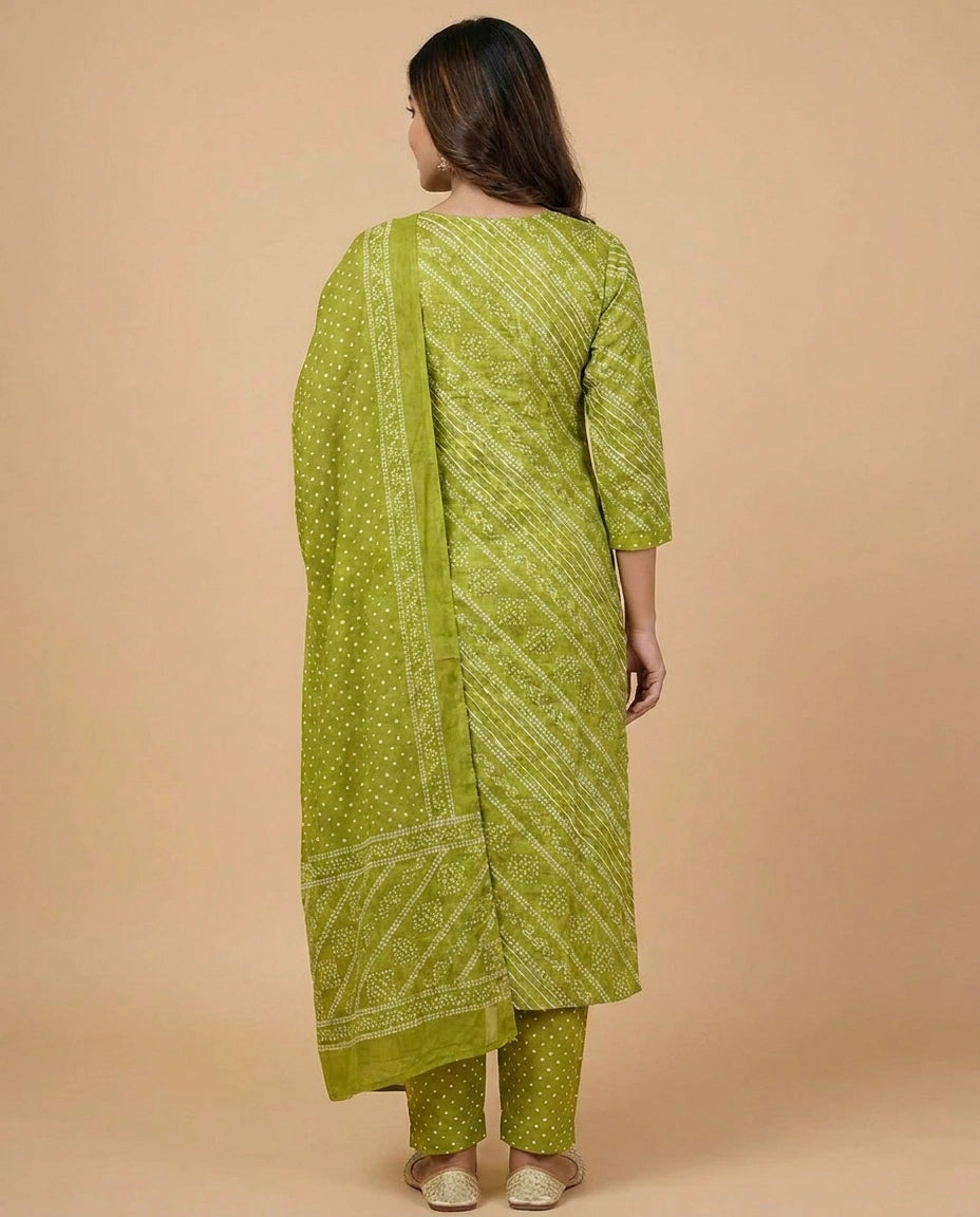 Cotton Straight Suit with Quilted Print - Rangoli India