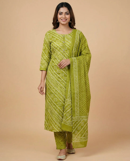 Cotton Straight Suit with Quilted Print - Rangoli India