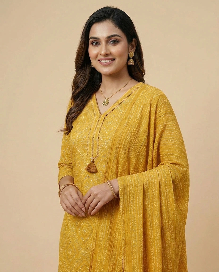 Printed Straight Suit in Cotton - Rangoli India