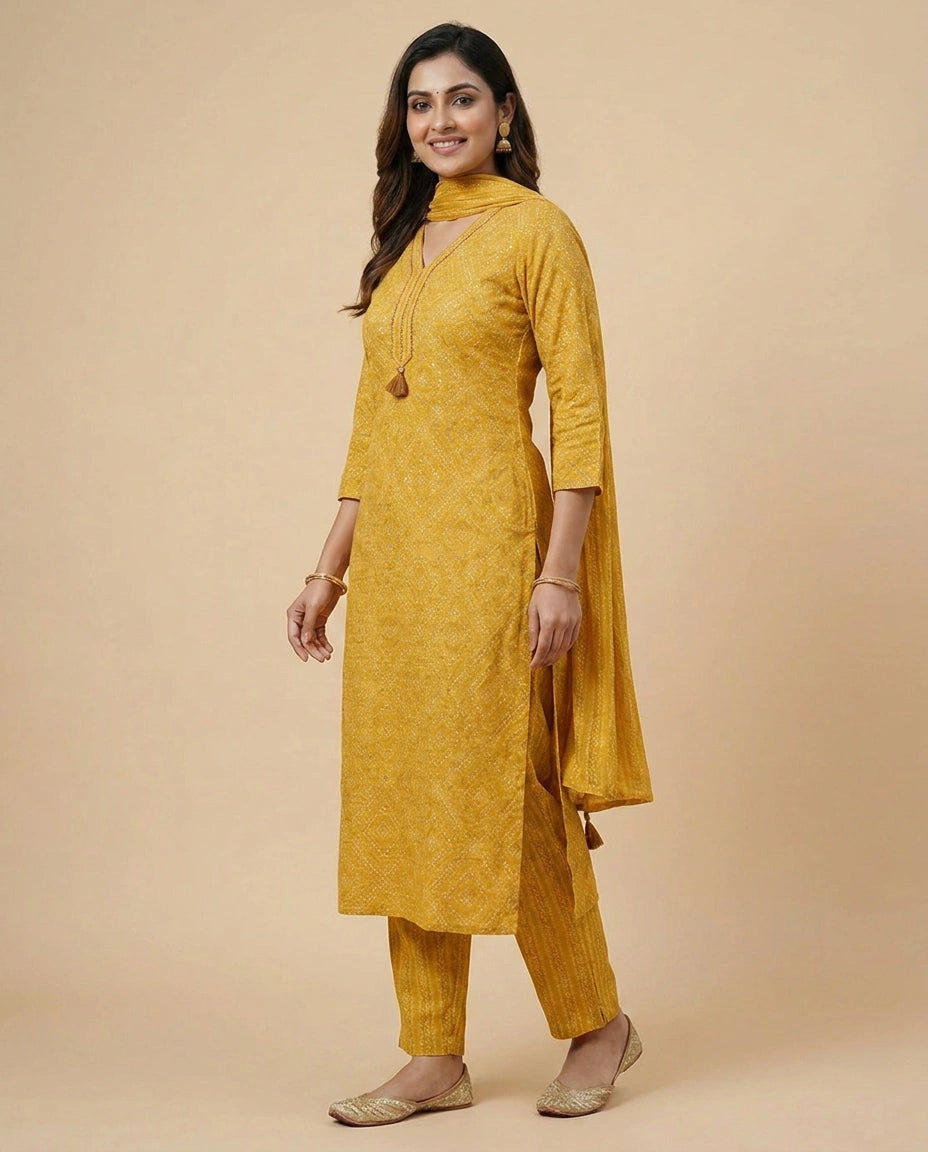 Printed Straight Suit in Cotton - Rangoli India