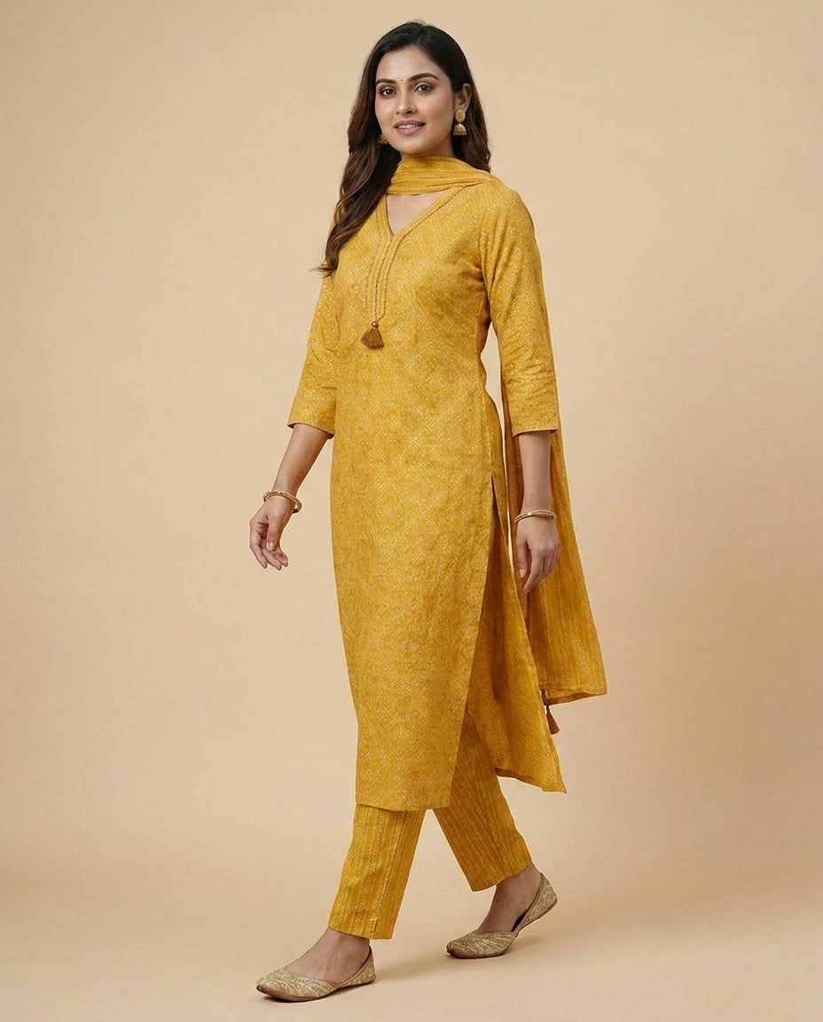 Printed Straight Suit in Cotton - Rangoli India