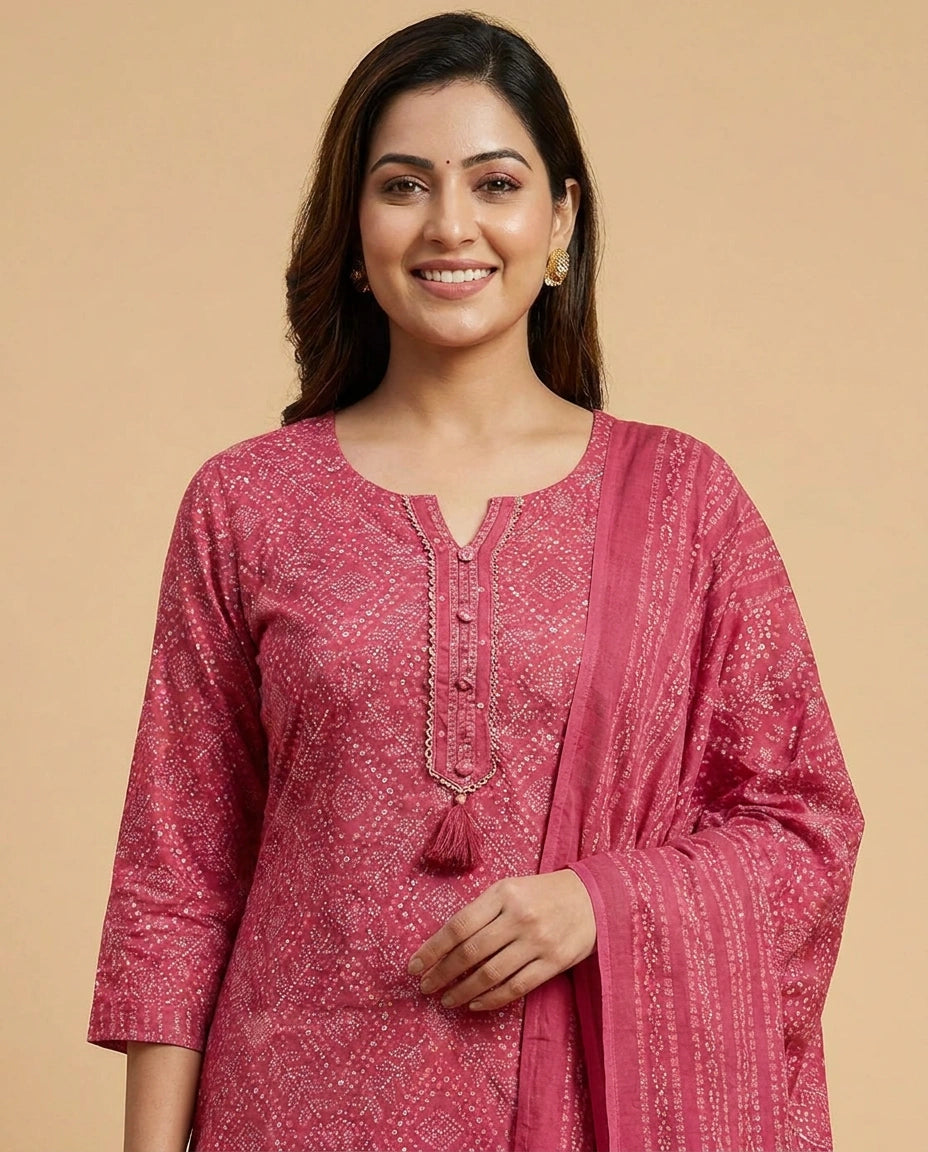 Printed Straight Suit in Cotton - Rangoli India