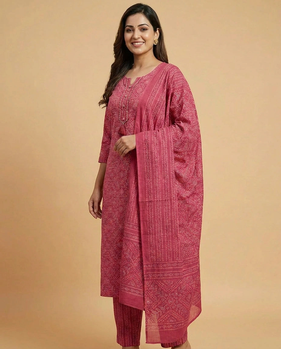 Printed Straight Suit in Cotton - Rangoli India