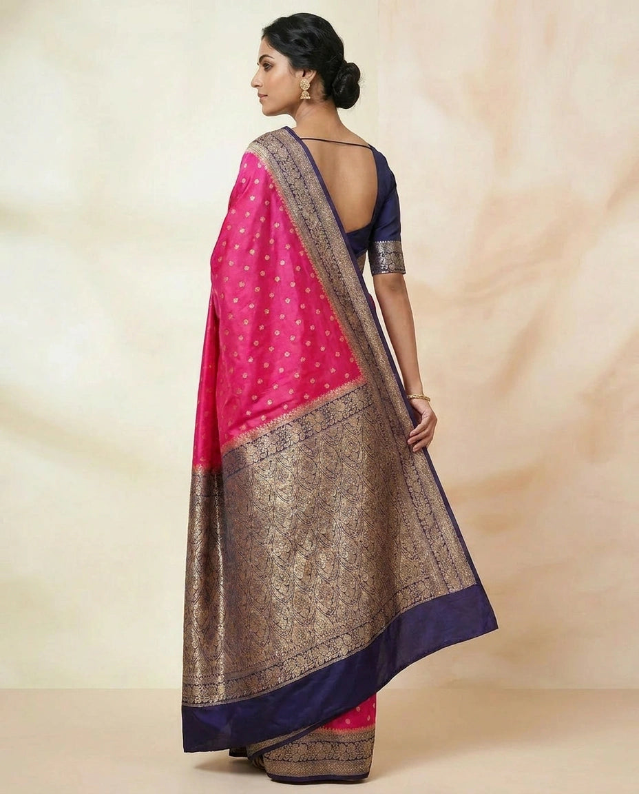 Tussar Silk Banarasi Saree with Handwoven Gold Zari Border
