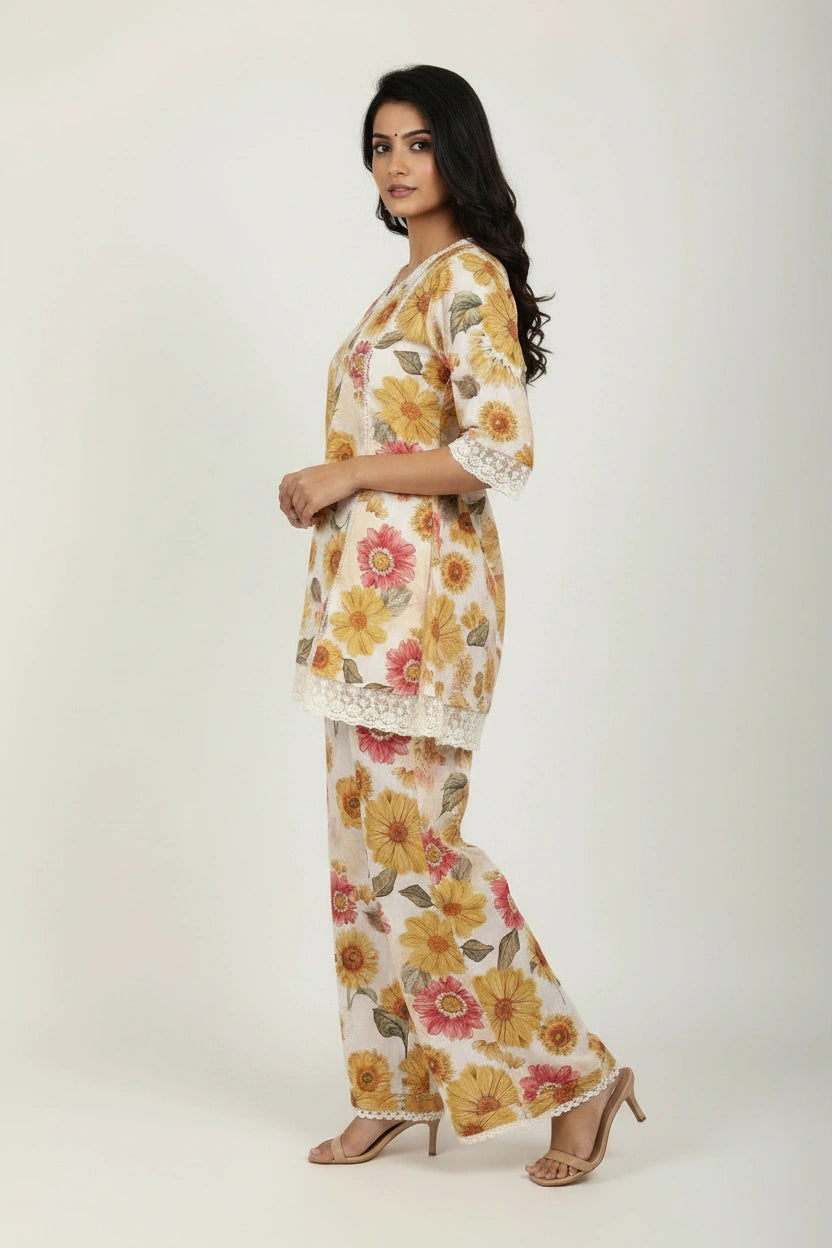 Contemporary Pure Cotton Kurti with Bottom - View 3 | Rangoli