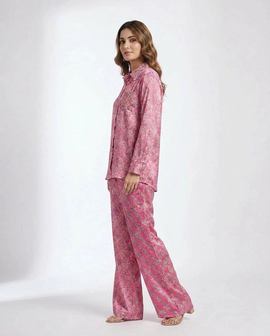 Satin Co-ord Set with Co-ord Styling view 3