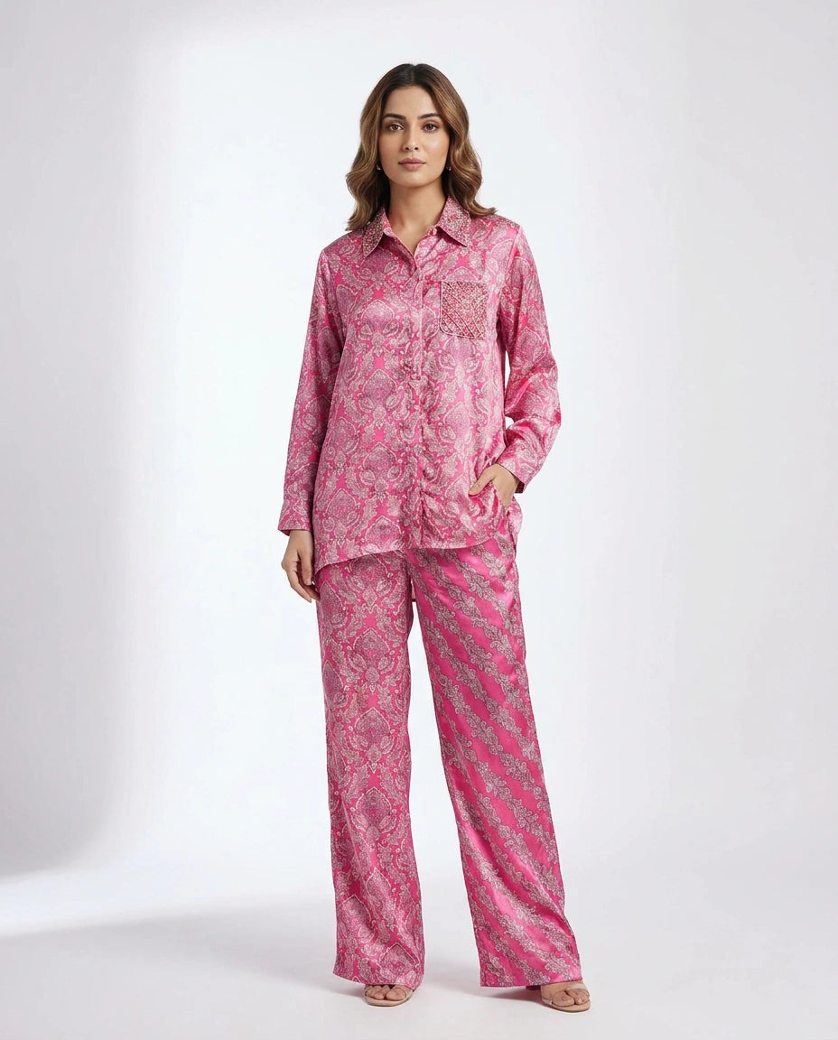 Satin Co-ord Set with Co-ord Styling - Rangoli India