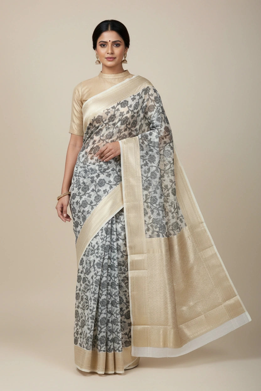 Heritage Zari Cotton Banarasi Saree - Rangoli Sarees