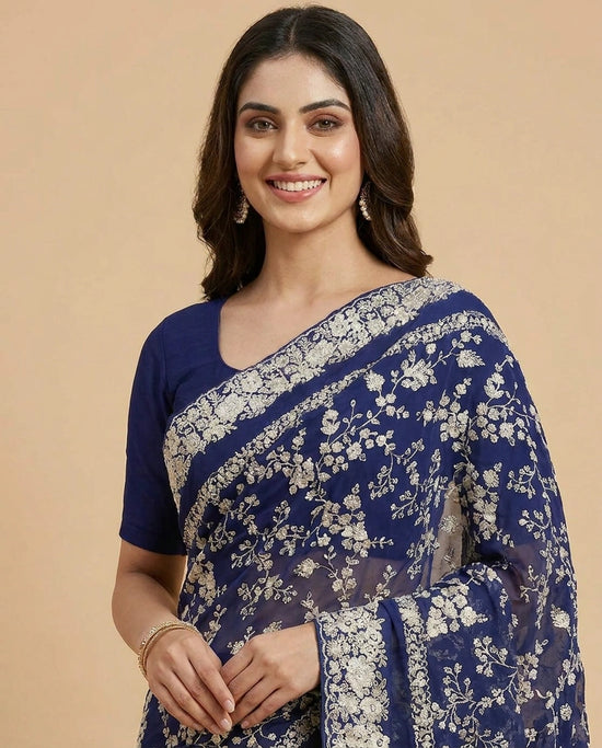Purple Georgette Saree with Gota Patti Border