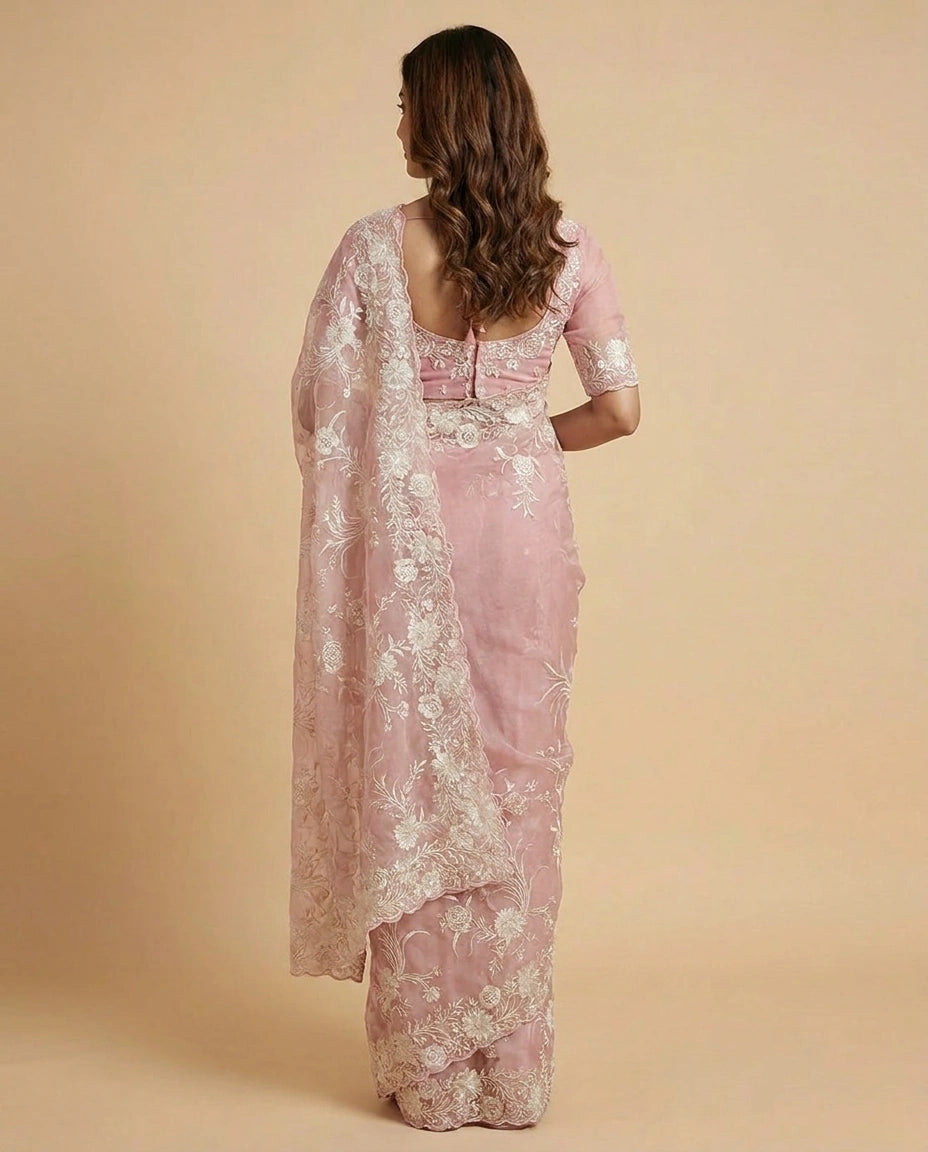 Georgette Saree with Soft Pin-Tuck Pleats
