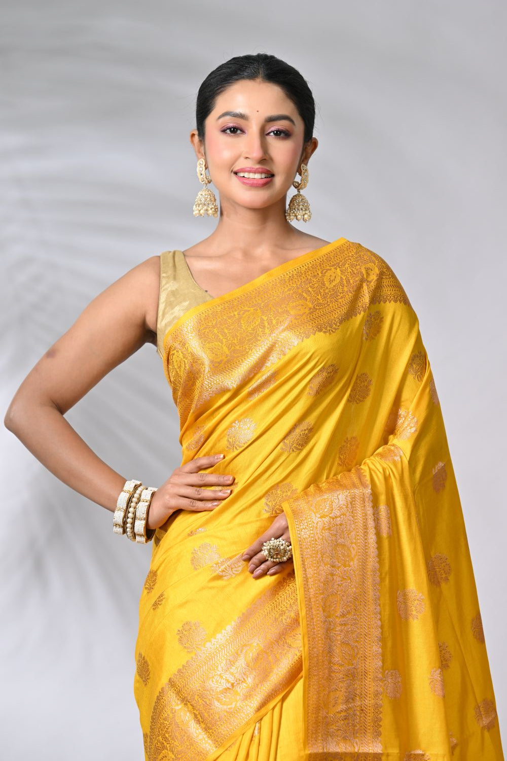 Yellow  Dola Silk Sarees