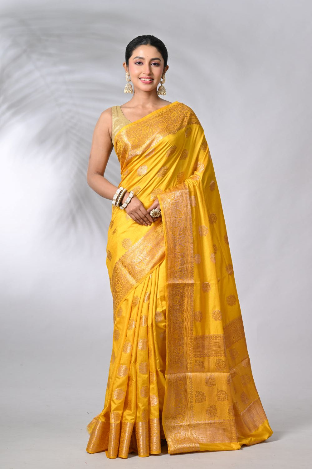 Yellow  Dola Silk Sarees
