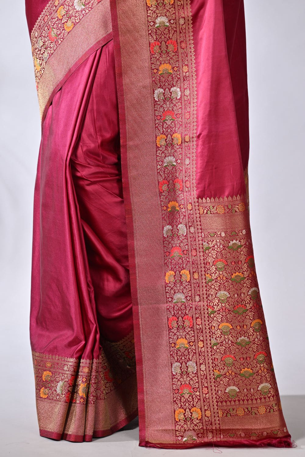 Magenta  Banarasi Katan Opara Silk Mashru Silk Saree